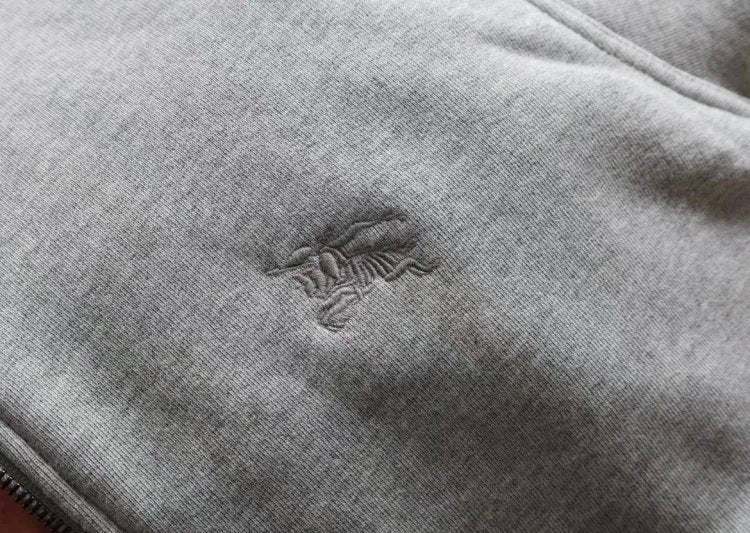 Burberry Check Detailed Zipped Hoodie Grey
