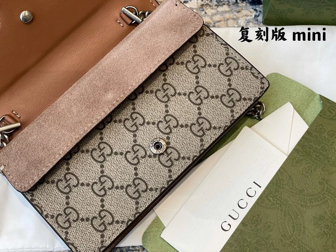 Gucci Beige GG Supreme Suede Mini Dionysus Shoulder Bag