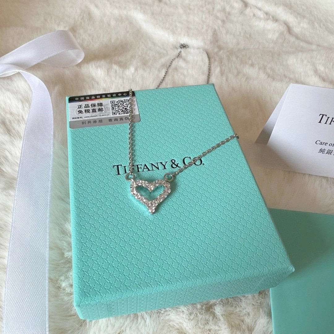 Tiffany & Co. Open Heart Diamond Necklace