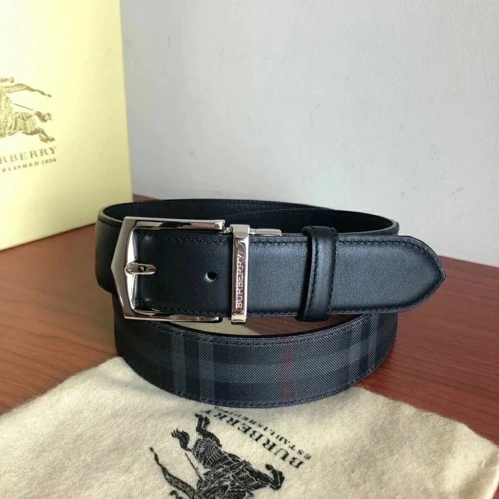 Burberry Belt With Interlocking Silver Buckle Black