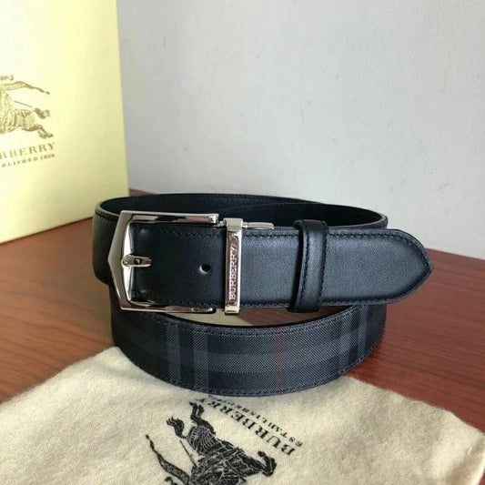 Burberry Belt With Interlocking Silver Buckle Black
