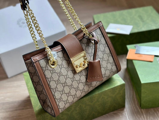 Gucci GG Supreme Canvas Padlock Shoulder Bag