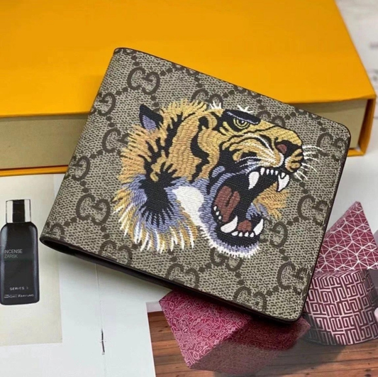 Gucci Bifold Wallet GG Supreme Tiger Beige